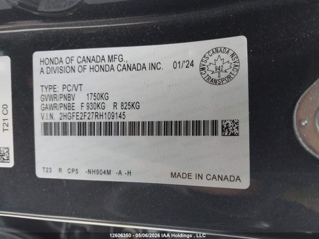 Honda Civic Lx-b 2024 2HGFE2F27RH109145 Image 18