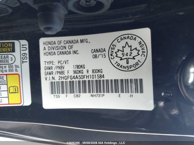 2HGFG4A50FH101584 Honda Civic Si Si