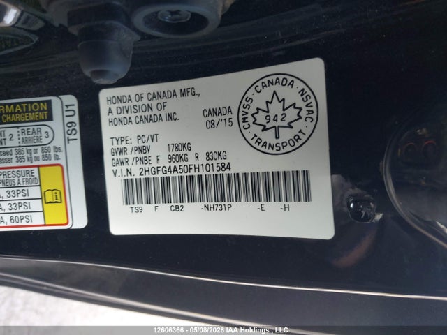 2HGFG4A50FH101584 Honda Civic Si Si