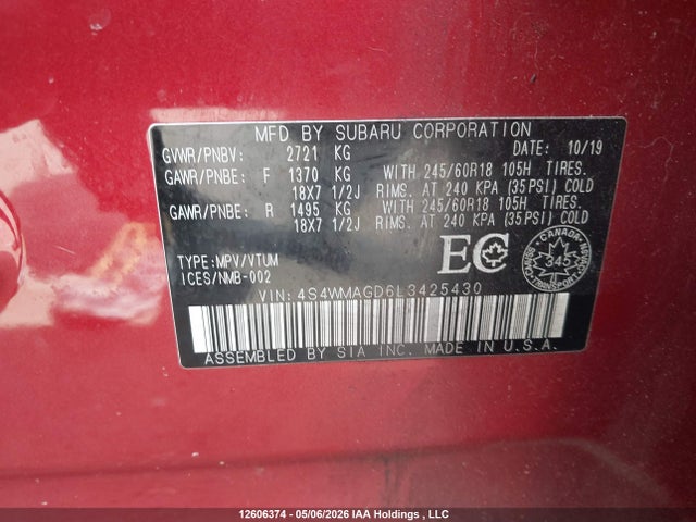 Subaru Ascent Premium 2020 4S4WMAGD6L3425430 Image 9