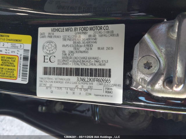 Aukcja sprzedaży 2015 Lincoln Mkz, vin: 3LN6L2JKXFR609565, numer aukcji: 12606381