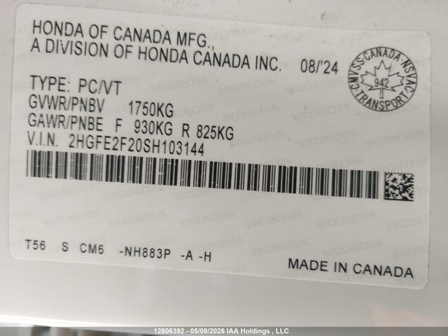 2HGFE2F20SH103144 Honda Civic