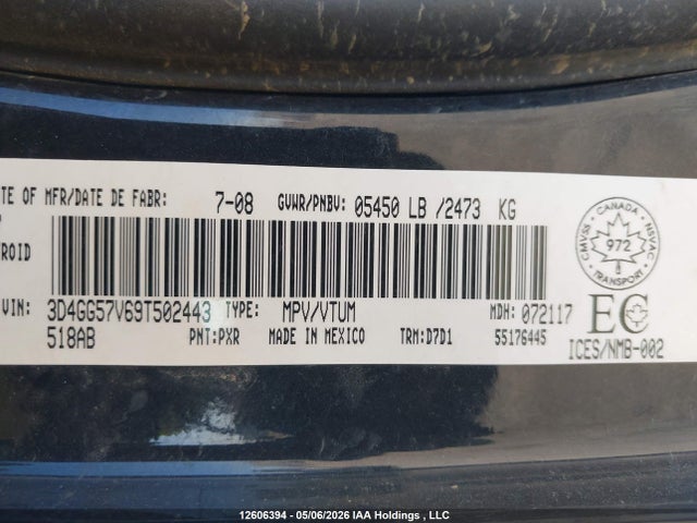 Продаж на аукціоні авто 2009 Dodge Journey Sxt, vin: 3D4GG57V69T502443, номер лоту: 12606394