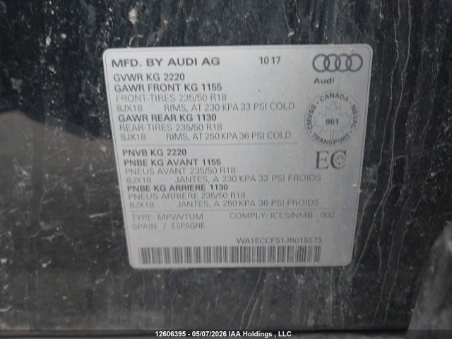 WA1ECCFS1JR015573 Audi Q3 4p Ti
