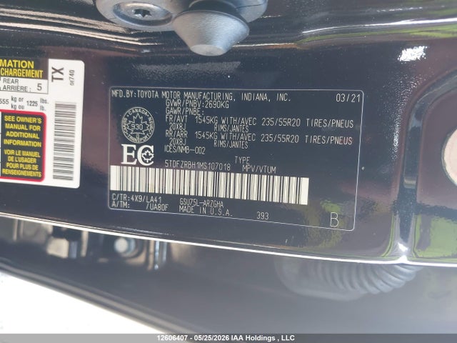 Toyota Highlander Platinum 2021 5TDFZRBH1MS107018 Image 9