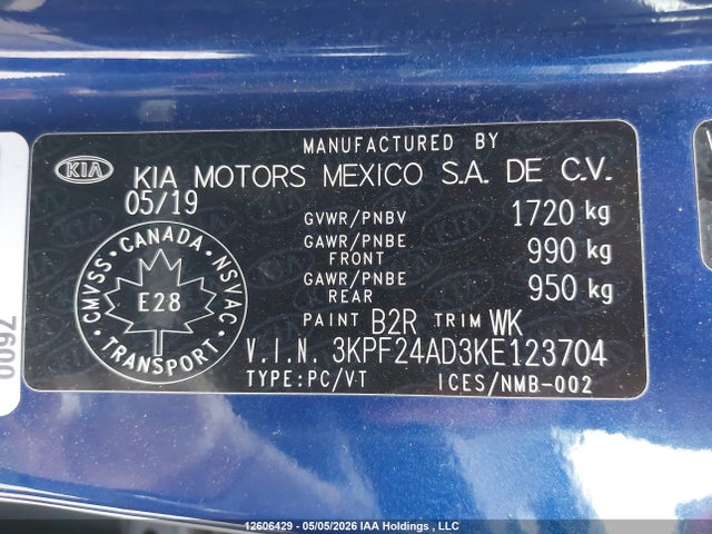 3KPF24AD3KE123704 KIA Forte Fe/lx/lxs