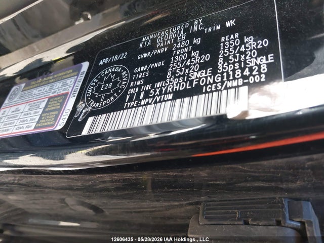 Продажа на аукционе авто 2022 Kia Sorento 2.5t Ex/2.5t Ex+, vin: 5XYRHDLF0NG118428, номер лота: 12606435