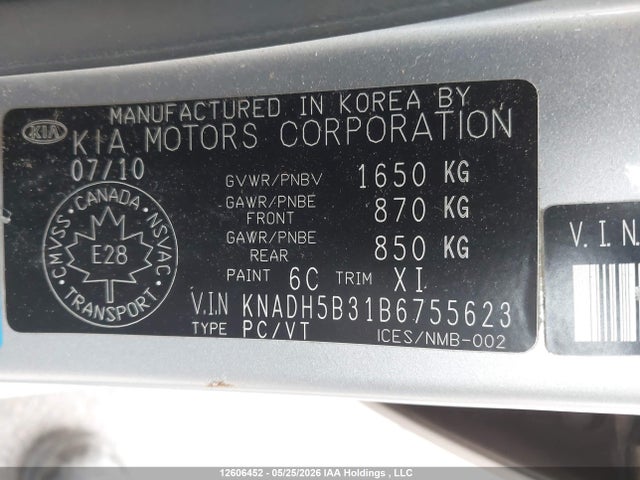 Продажа на аукционе авто 2011 Kia Rio Lx/sx, vin: KNADH5B31B6755623, номер лота: 12606452