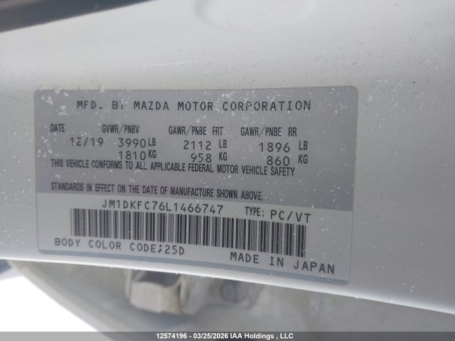 Продажа на аукционе авто 2020 Mazda Cx-3 Gs, vin: JM1DKFC76L1466747, номер лота: 12574196