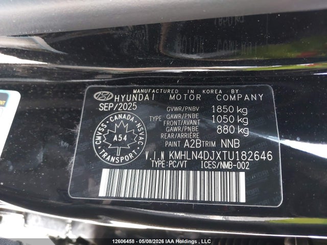 KMHLN4DJXTU182646 Hyundai Elantra Luxury Hybrid