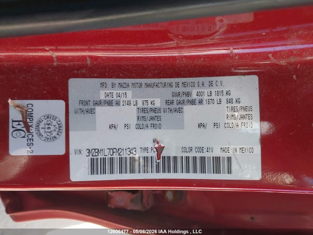 3MZBM1L70FM211343 Mazda Mazda3 Gs
