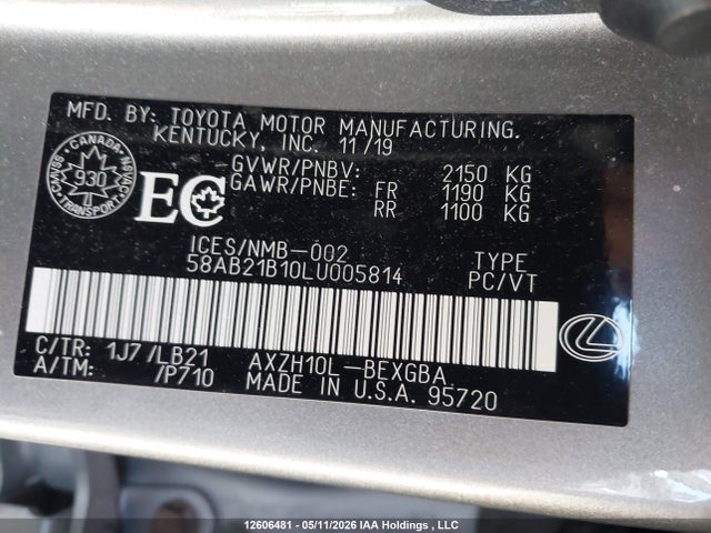 Lexus Es 300h Signature 2020 58AB21B10LU005814 Image 9