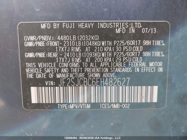 2014 Subaru Forester 2.5i/2.5i Convenience Package მანქანა იყიდება აუქციონზე, vin: JF2SJCBC6EH482627, აუქციონის ნომერი: 12606484