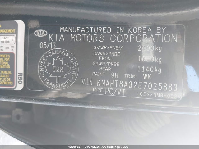 2014 Kia Rondo Lx მანქანა იყიდება აუქციონზე, vin: KNAHT8A32E7025883, აუქციონის ნომერი: 12599527