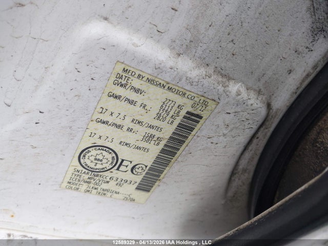 Aukcja sprzedaży 2012 Nissan Pathfinder Le/s/sv, vin: 5N1AR1NBXCC633937, numer aukcji: 12589329