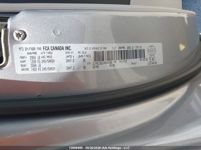 12606495 :رقم المزاد ، 2C4RC1GG1HR844346 vin ، 2017 Chrysler Pacifica مزاد بيع