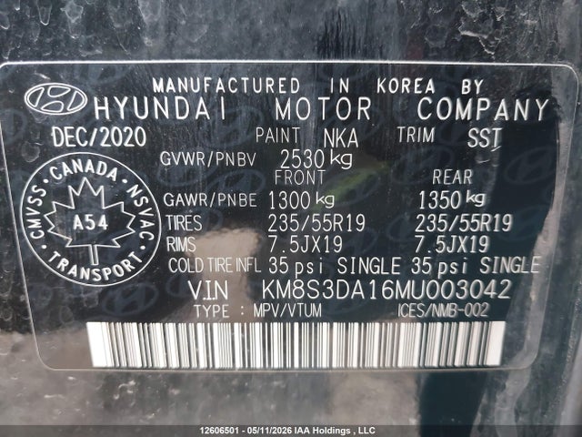 Продаж на аукціоні авто 2021 Hyundai Santa Fe Preferred Hybrid Awd With Trend Package, vin: KM8S3DA16MU003042, номер лоту: 12606501