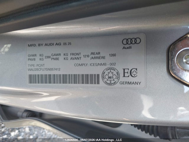 Aukcja sprzedaży 2025 Audi New A5 2.0t Progressiv, vin: WAU2BCFU7SN057412, numer aukcji: 12606504