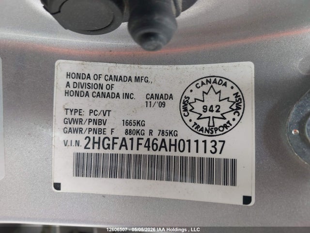 Aukcja sprzedaży 2010 Honda Civic Dx-g, vin: 2HGFA1F46AH011137, numer aukcji: 12606507