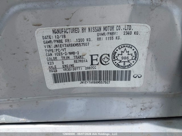 JN1EV7AR6KM557507 Infiniti Q50 Luxe/sport/signature Edition