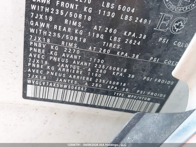 WVGLV7AX5HW504647 Volkswagen Tiguan
