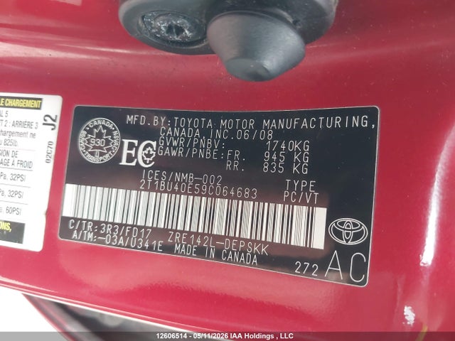Aukcja sprzedaży 2009 Toyota Corolla S, vin: 2T1BU40E59C064683, numer aukcji: 12606514