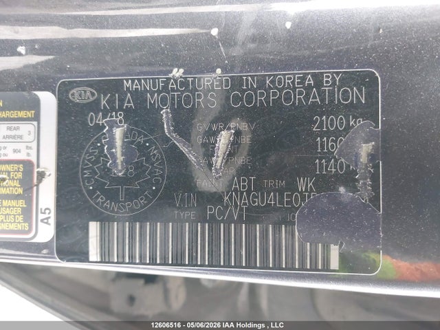 KNAGU4LE0J5028514 KIA Optima