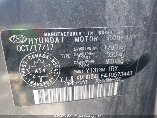 Продаж на аукціоні авто 2018 Hyundai Elantra Gl, vin: KMHD84LF4JU573443, номер лоту: 12606517
