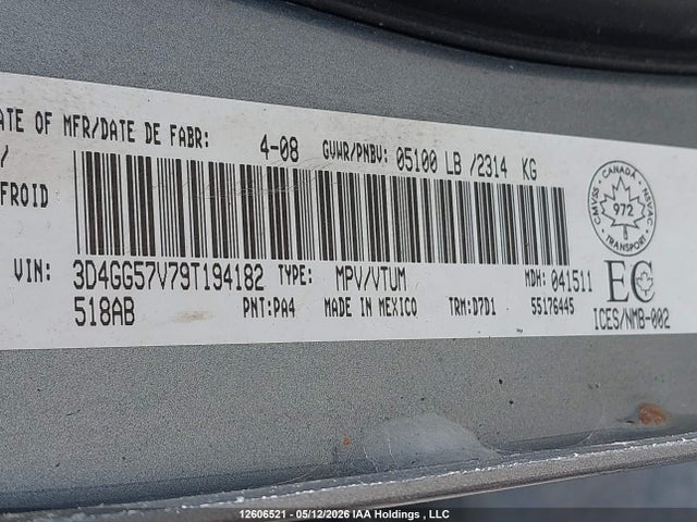 Aukcja sprzedaży 2009 Dodge Journey Sxt, vin: 3D4GG57V79T194182, numer aukcji: 12606521