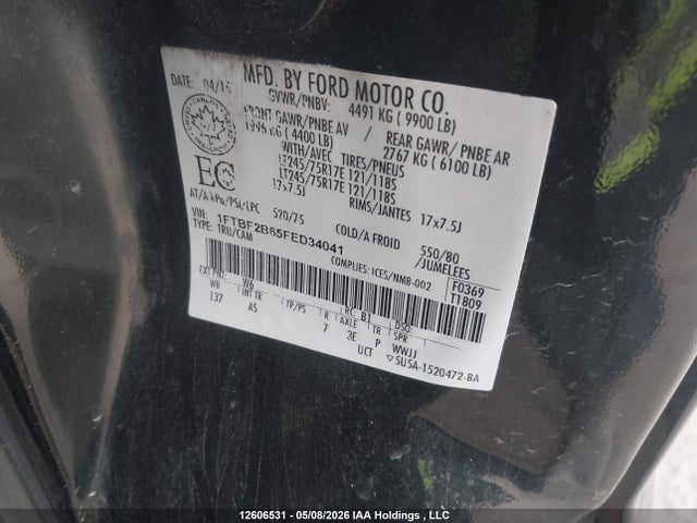Продаж на аукціоні авто 2015 Ford F-250 Xl, vin: 1FTBF2B65FED34041, номер лоту: 12606531