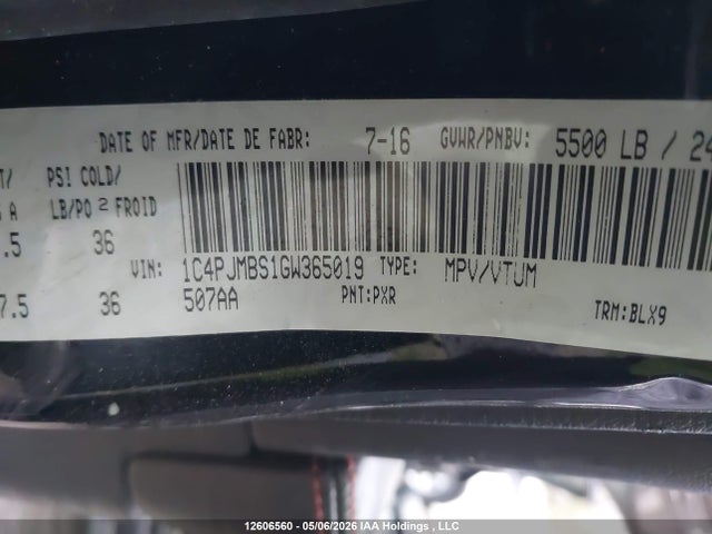 Продаж на аукціоні авто 2016 Jeep Cherokee Trailhawk, vin: 1C4PJMBS1GW365019, номер лоту: 12606560