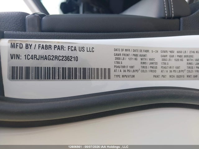 12606561 :رقم المزاد ، 1C4RJHAG2RC236210 vin ، 2024 Jeep Grand Cherokee Laredo مزاد بيع