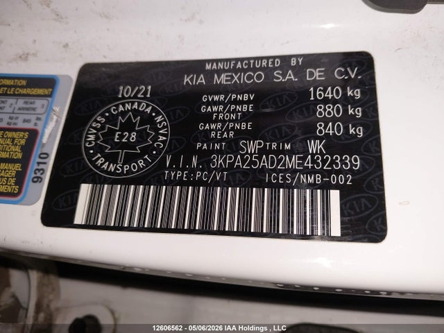 3KPA25AD2ME432339 KIA Rio Lx Premium/lx+