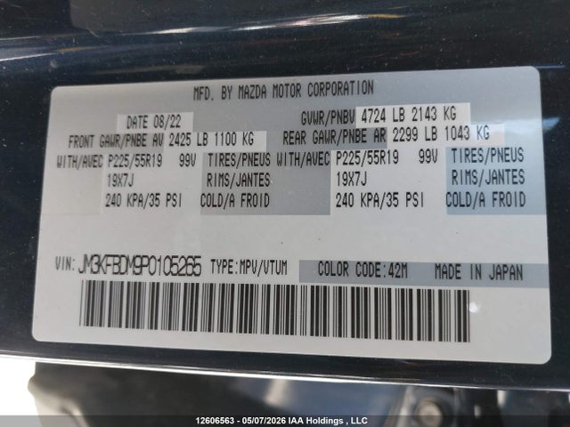 Продаж на аукціоні авто 2023 Mazda Cx-5 Gt/sport Design, vin: JM3KFBDM9P0105265, номер лоту: 12606563
