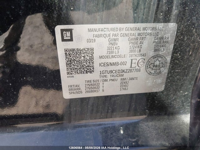 1GTU9CED3KZ287708 GMC Sierra 1500 Elevation