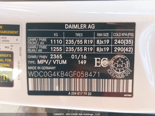 Продаж на аукціоні авто 2016 Mercedes-benz Glc 300 4matic, vin: WDC0G4KB4GF058471, номер лоту: 12606570