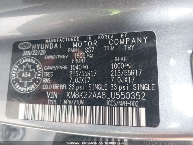 Продажа на аукционе авто 2020 Hyundai Kona Preferred, vin: KM8K22AA8LU550352, номер лота: 12606622