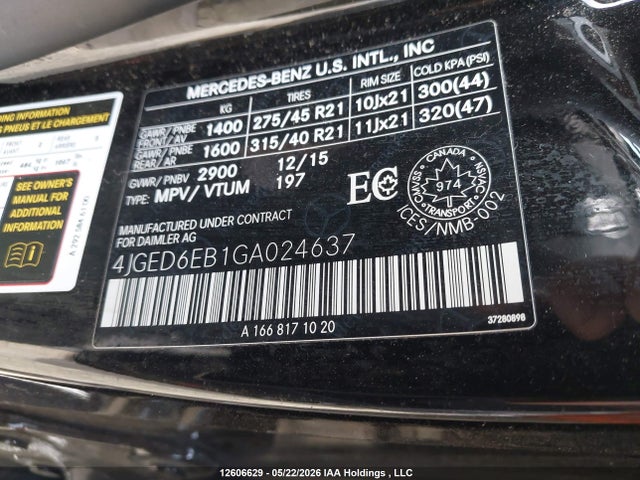 Продажа на аукционе авто 2016 Mercedes-benz Gle 450 Amg Coupe 4matic, vin: 4JGED6EB1GA024637, номер лота: 12606629