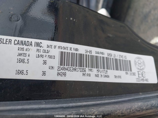 Auction sale of the 2010 Dodge Grand Caravan Se, vin: 2D4RN4DE2AR173356, lot number: 12606658