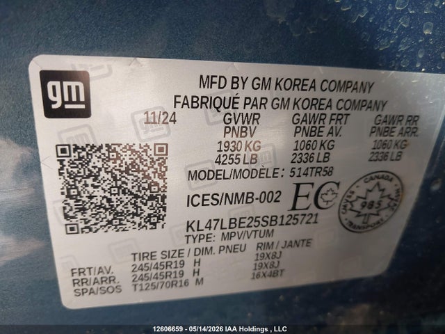 12606659 :رقم المزاد ، KL47LBE25SB125721 vin ، 2025 Buick Envista Sport Touring مزاد بيع