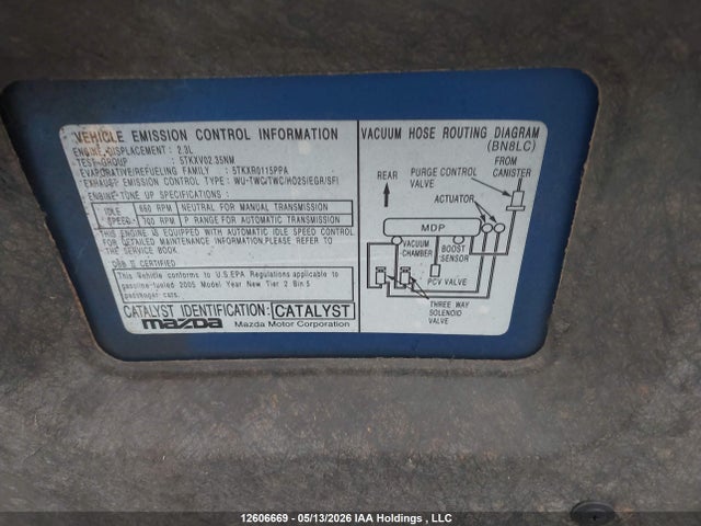 Aukcja sprzedaży 2005 Mazda 3 S, vin: JM1BK123251248851, numer aukcji: 12606669