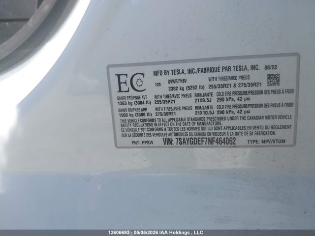 Tesla Model Y 2022 7SAYGDEF7NF464062 Image 17