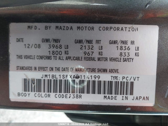 Aukcja sprzedaży 2010 Mazda Mazda3, vin: JM1BL1SFXA1114199, numer aukcji: 12606716