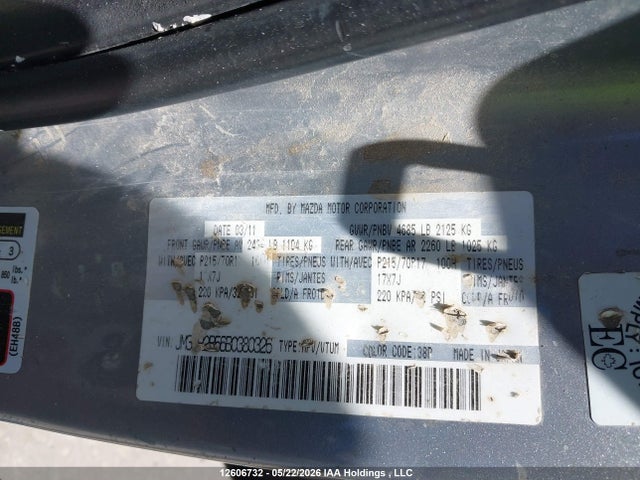 2011 Mazda Cx-7 Gx მანქანა იყიდება აუქციონზე, vin: JM3ER2B56B0380326, აუქციონის ნომერი: 12606732