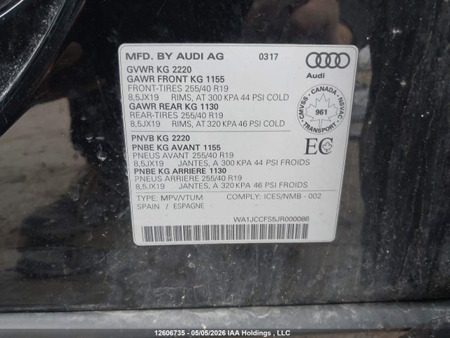 WA1JCCFS5JR000086 Audi Q3 2.0t Progressiv