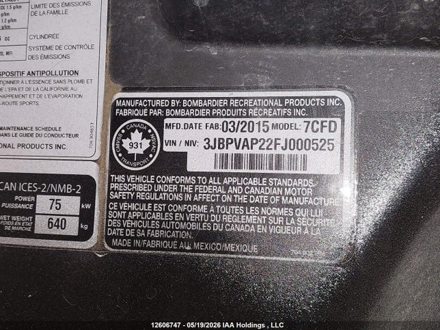 3JBPVAP22FJ000525 Can-Am Maverick 1000r X Xc Dps
