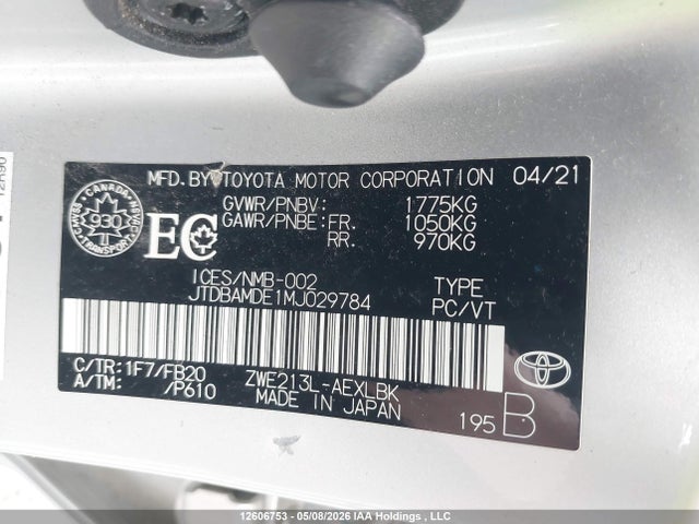 JTDBAMDE1MJ029784 Toyota Corolla