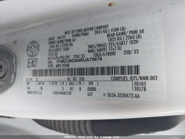Ford Escape Active 2024 1FMCU9GN4RUA70674 Image 17