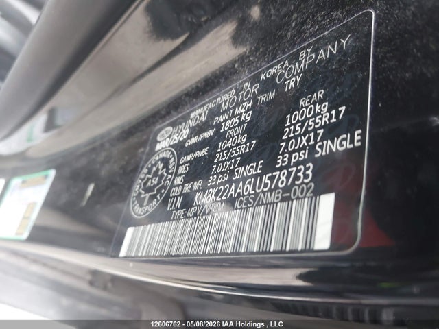 2020 Hyundai Kona მანქანა იყიდება აუქციონზე, vin: KM8K22AA6LU578733, აუქციონის ნომერი: 12606762