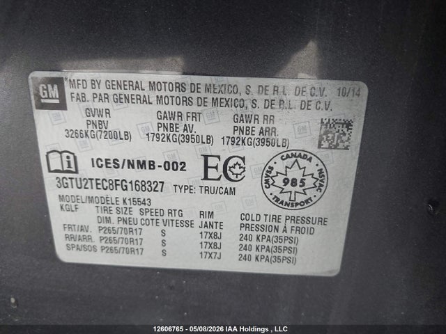 3GTU2TEC8FG168327 GMC Sierra K1500